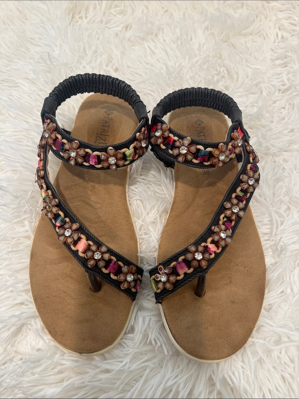Patrizia by Spring Step-Chocolate Embellished Wedge Sandals - Multicolor Detail